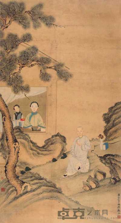 顾洛 壬辰（1832年）作 人物 立轴 117×64cm